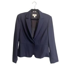 Talbots Women's Navy Blue Notch Lapel Collar Long Sleeve Blazer Jacket Size 8